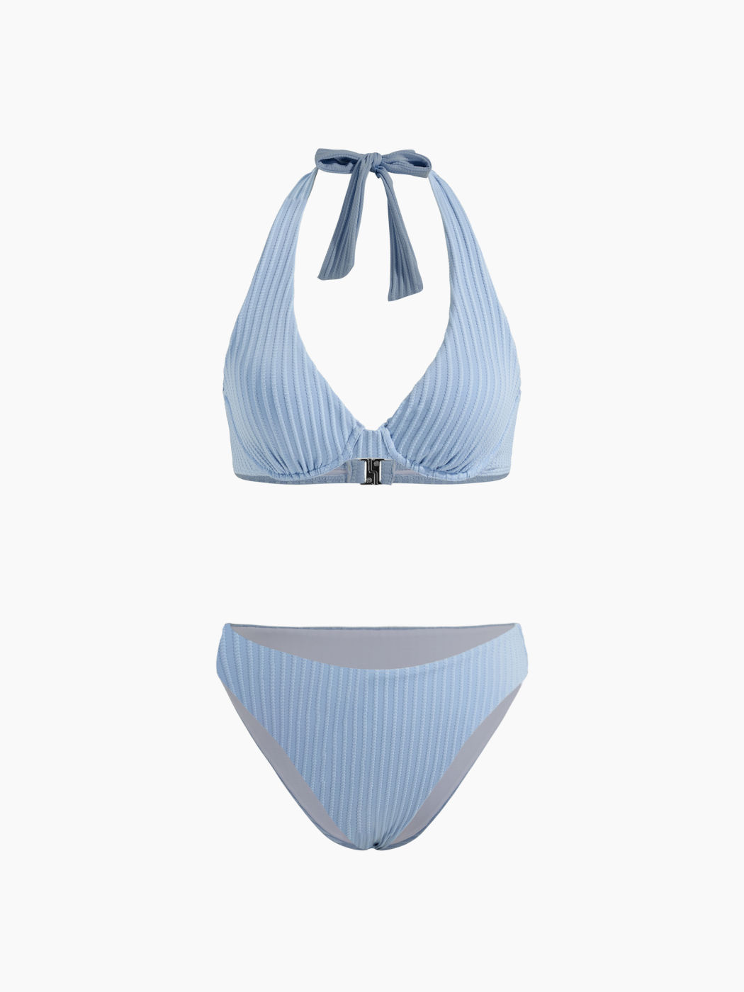 Set bikini sfacciato con ferretto annodato e scollo a V testurizzato