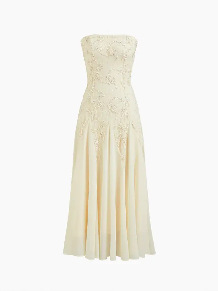 Jacquard Jacquard Halter Neckline Floral Lace Up Maxi Dress For Date
