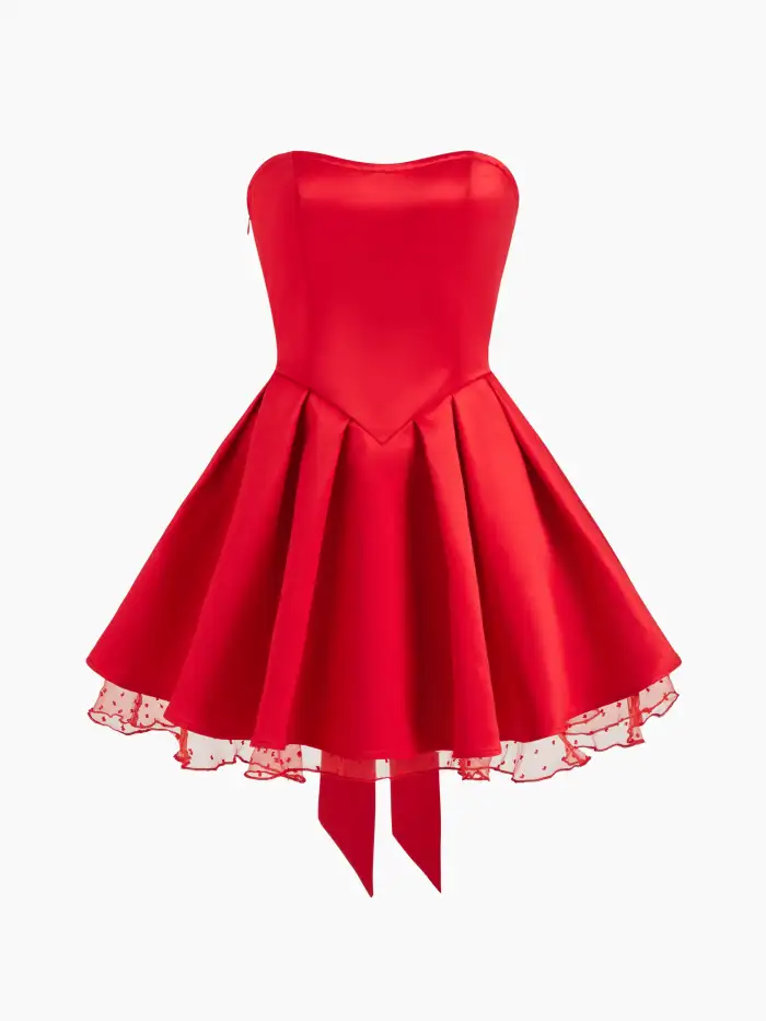 Lace Lace Tube Tie Back Mini Dress For Party/Clubbing