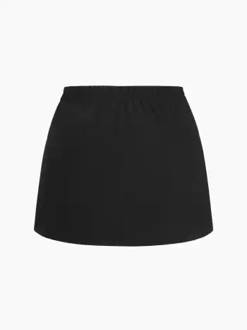 Baumwoll-Mini-Split-Skirt mit mittlerer Taille Kurve & Plus