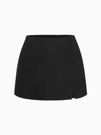 Baumwoll-Mini-Split-Skirt mit mittlerer Taille Kurve & Plus