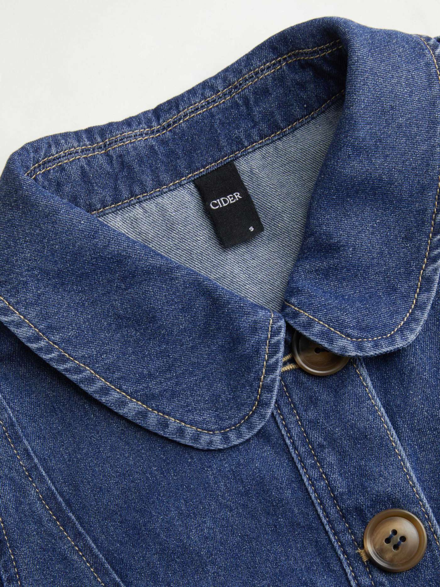 Denim Denim Peter Pan Collar Ruched Puff Sleeve Blouse For Daily Casual