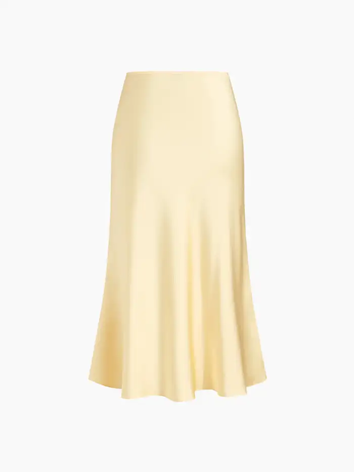 100% Cotton Mid Rise Pleated Raw Hem Midi Skirt