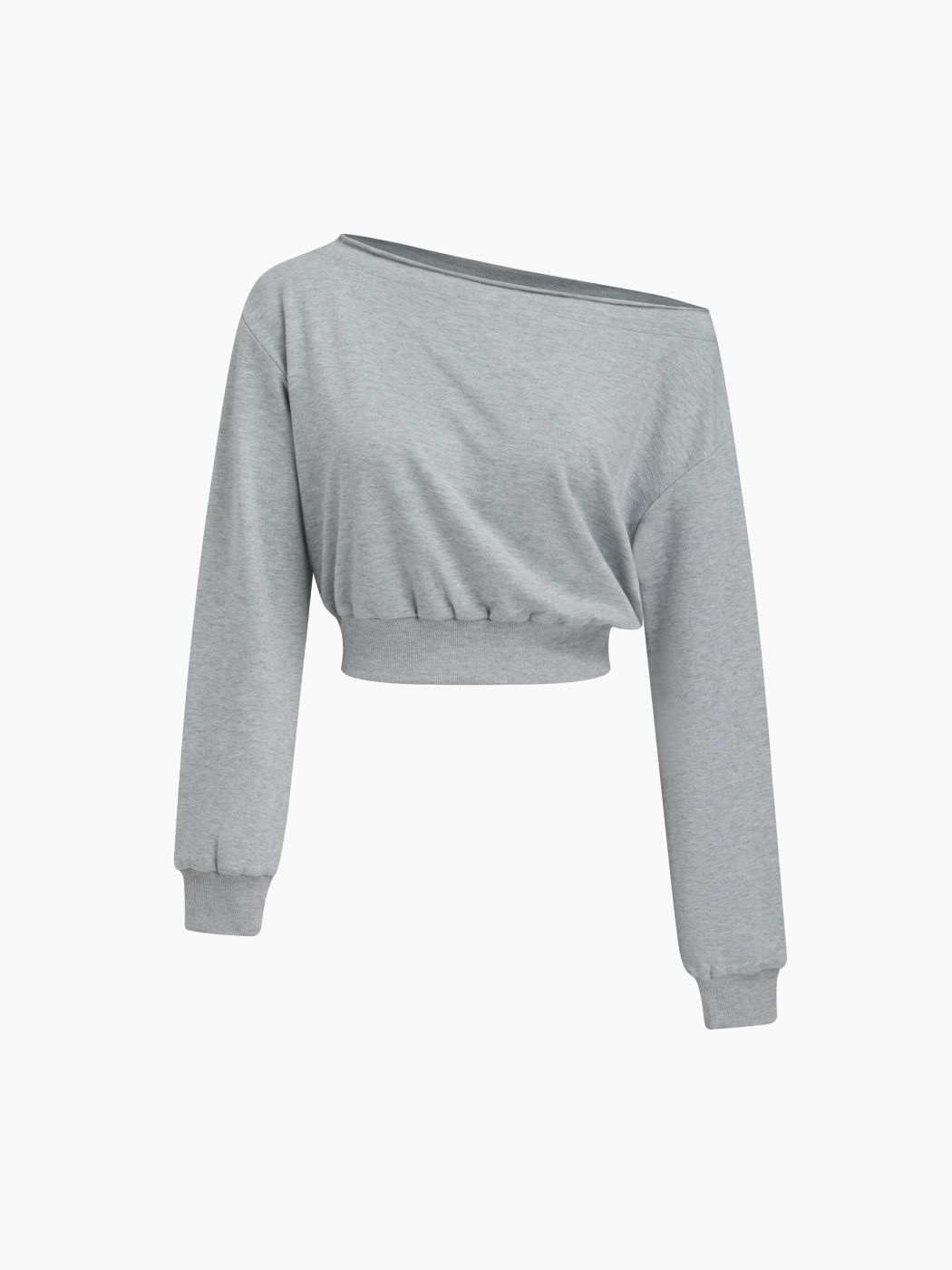 Terry Asymmetrical Neck Crop Top & Mid Rise Elastic Waist Knotted Shorts