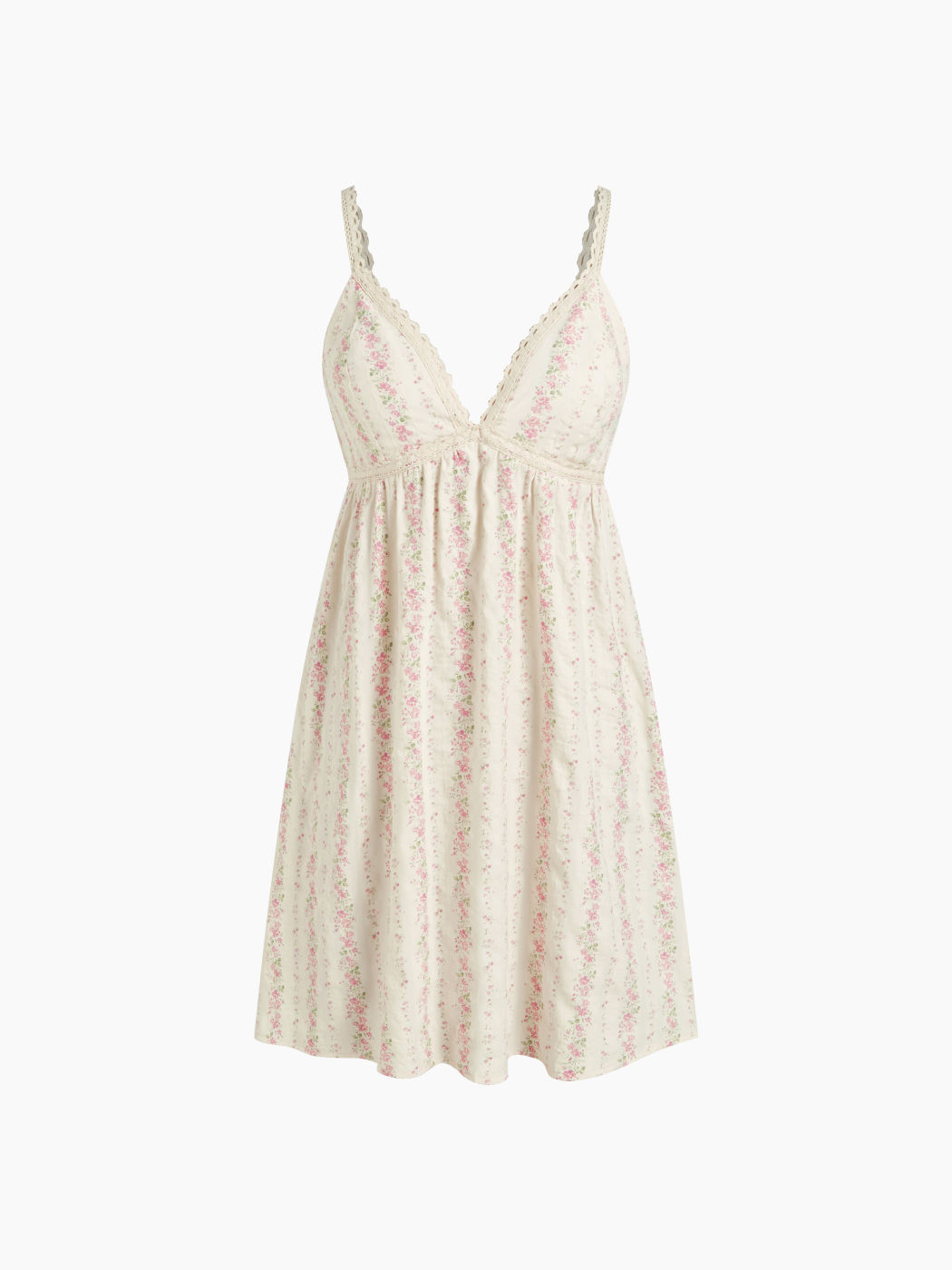 Cotton-blend V-neck Floral Midi Dress
