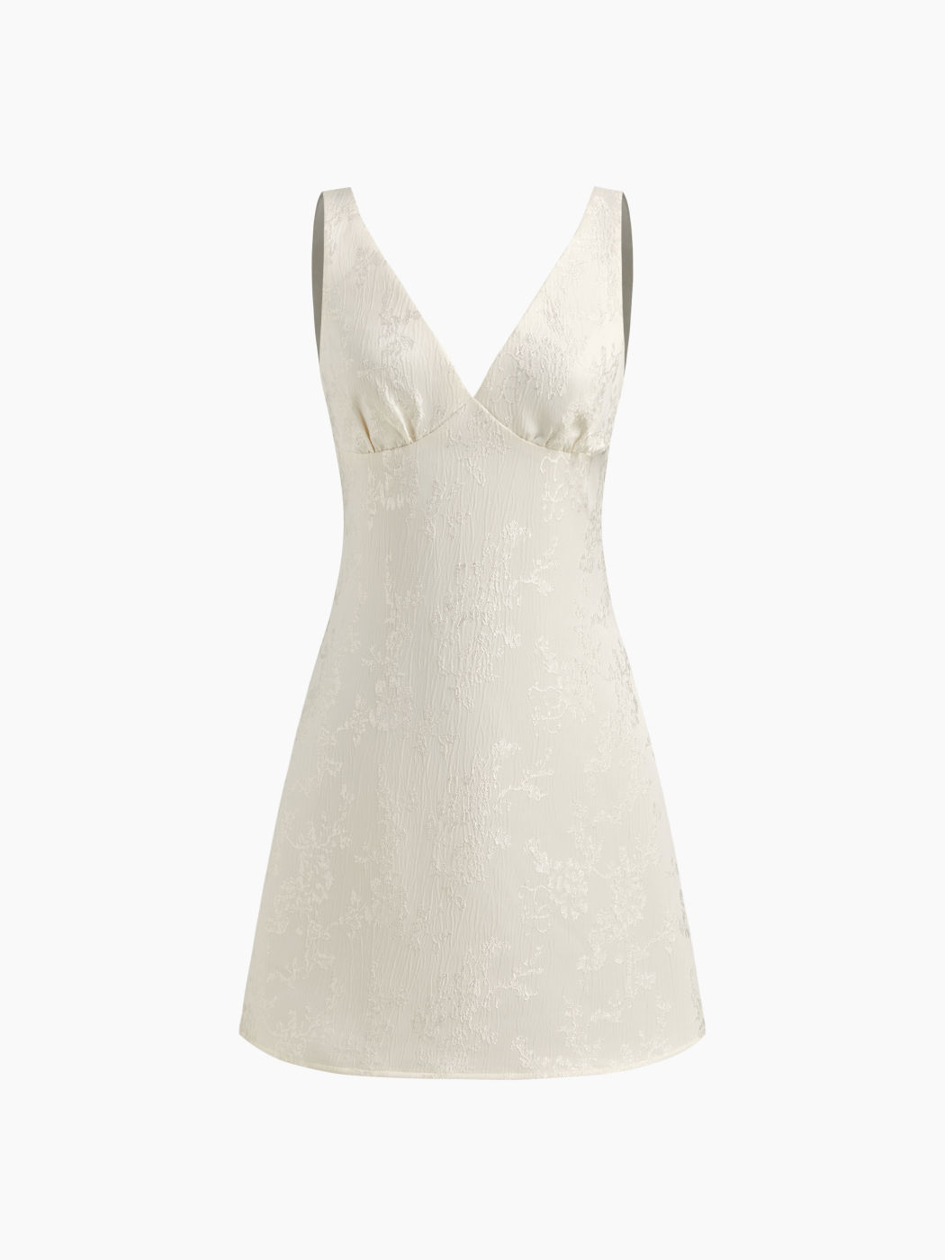 Jacquard V-Ausschnitt Blumenmuster Reißverschluss Mini Kleid