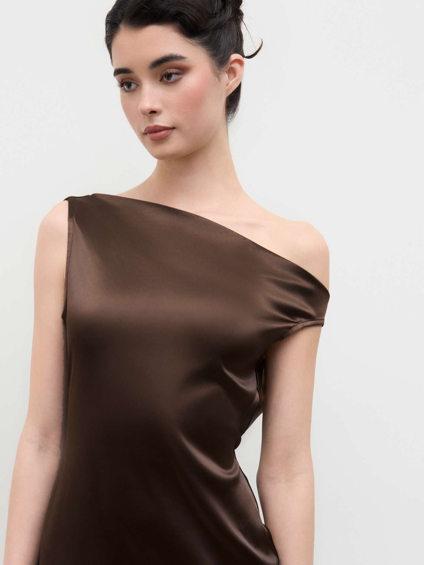 Satin Satin Asymmetrical Neck Backless Maxi Dress For Wedding