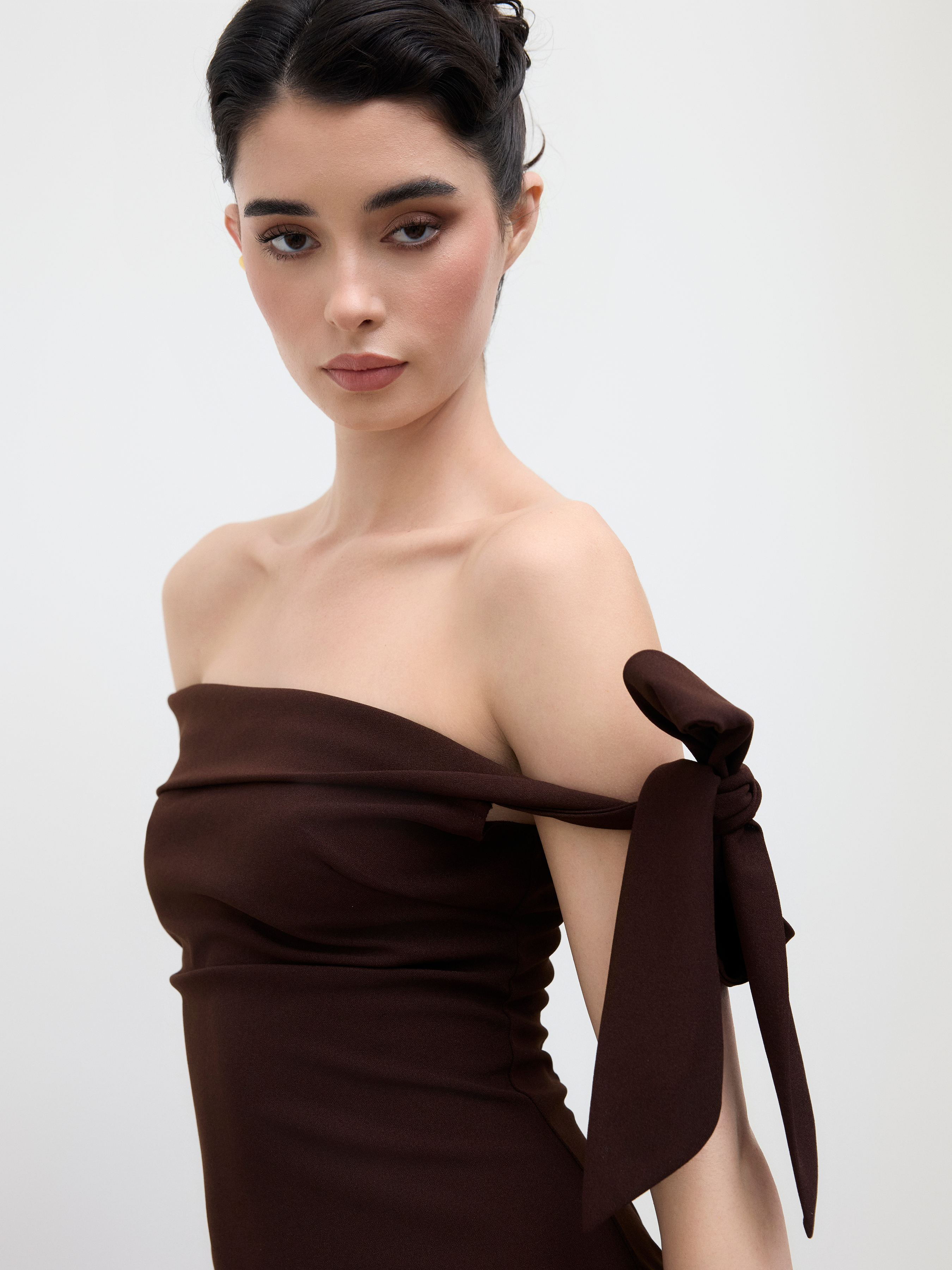 Off-shoulder Asymmetrical Bowknot Mermaid Maxi Dress