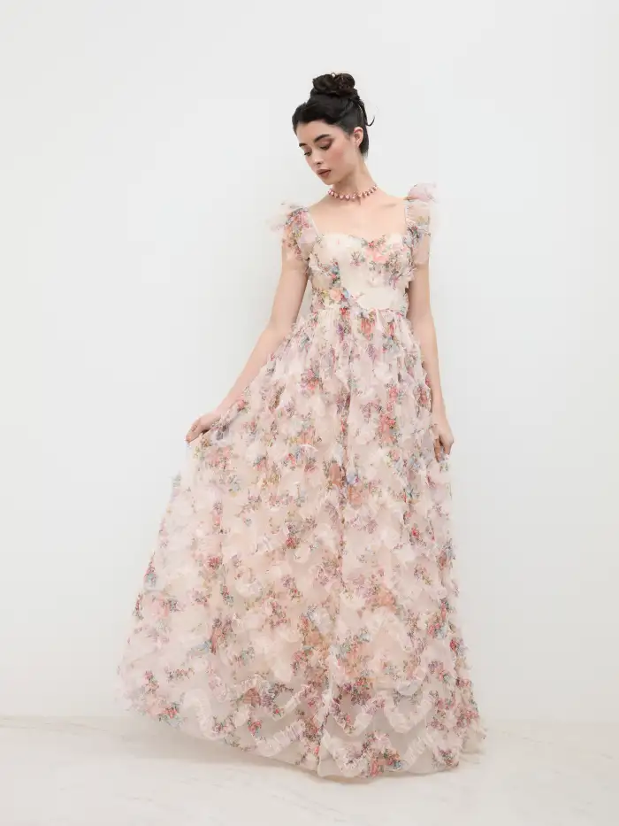 Formal Dresses Wedding Guest Dress Mesh Mesh Sweetheart Floral Corset Detachable Layered Maxi Dress For Wedding