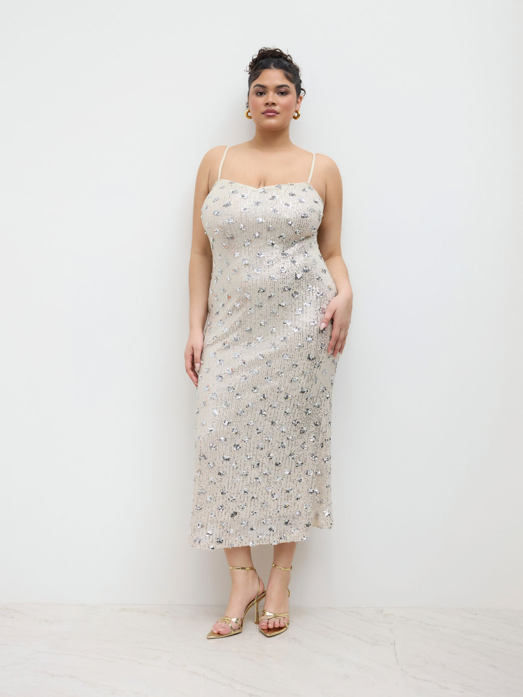 Sequin V-neck Floral Cami Maxi Dress Curve & Plus