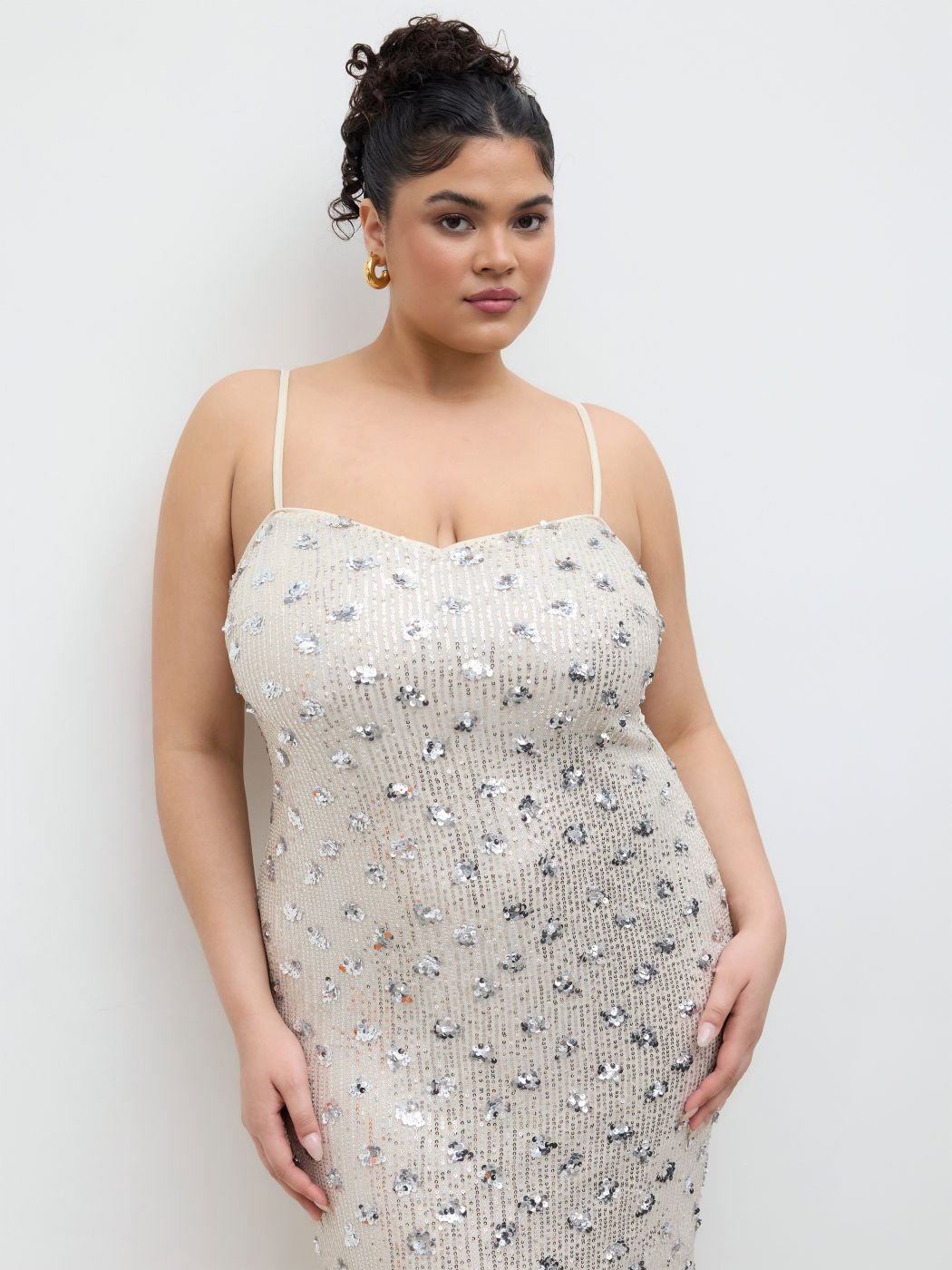 Sequin V-neck Floral Cami Maxi Dress Curve & Plus
