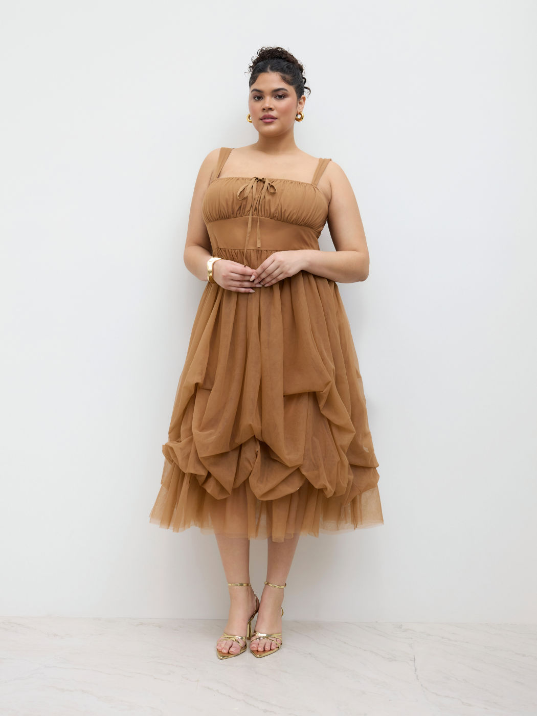 Square Neck Knotted Asymmetrical Hem Maxi Dress Curve & Plus