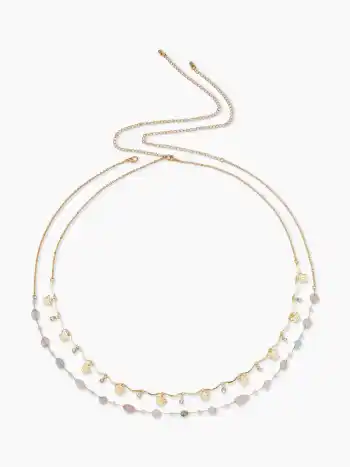 Collier à double chaîne en faux cristal et décoré de papillons et de rhinestones
