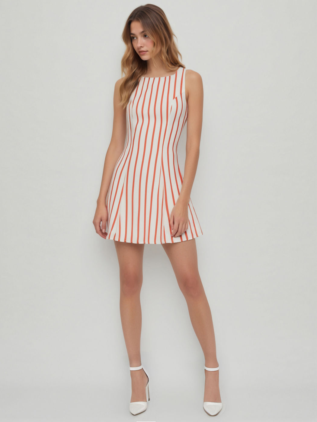 Boat Neck Stripe Tie Back Knotted Mini Dress