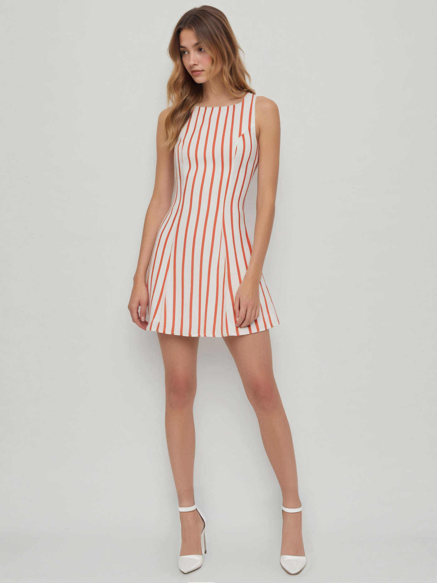 Boat Neck Stripe Tie Back Knotted Mini Dress