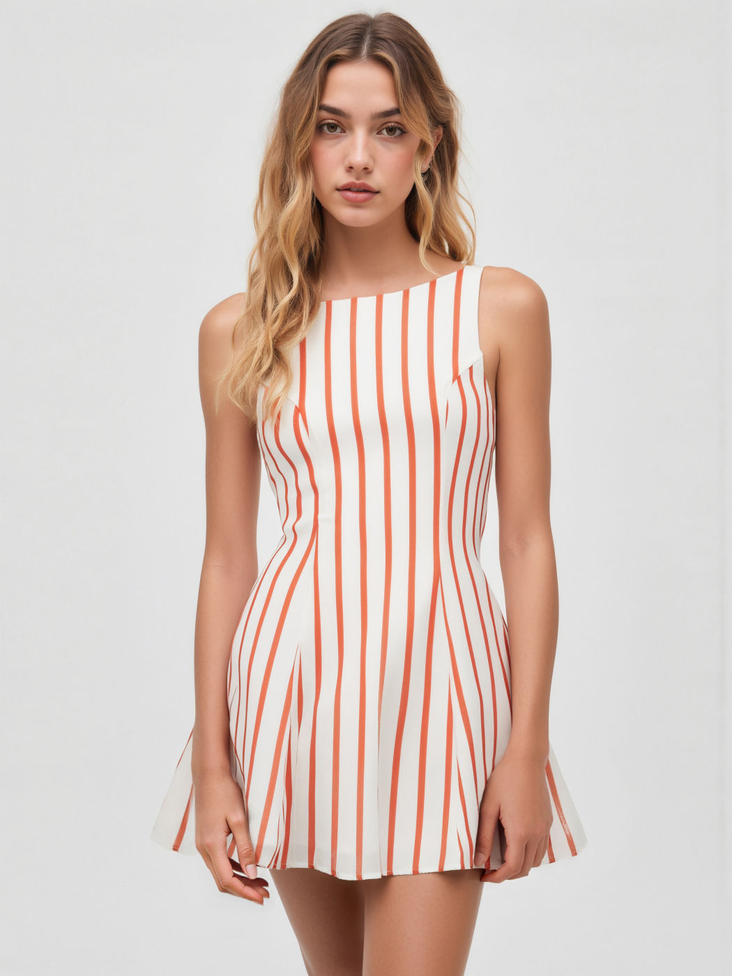 Boat Neck Stripe Tie Back Knotted Mini Dress