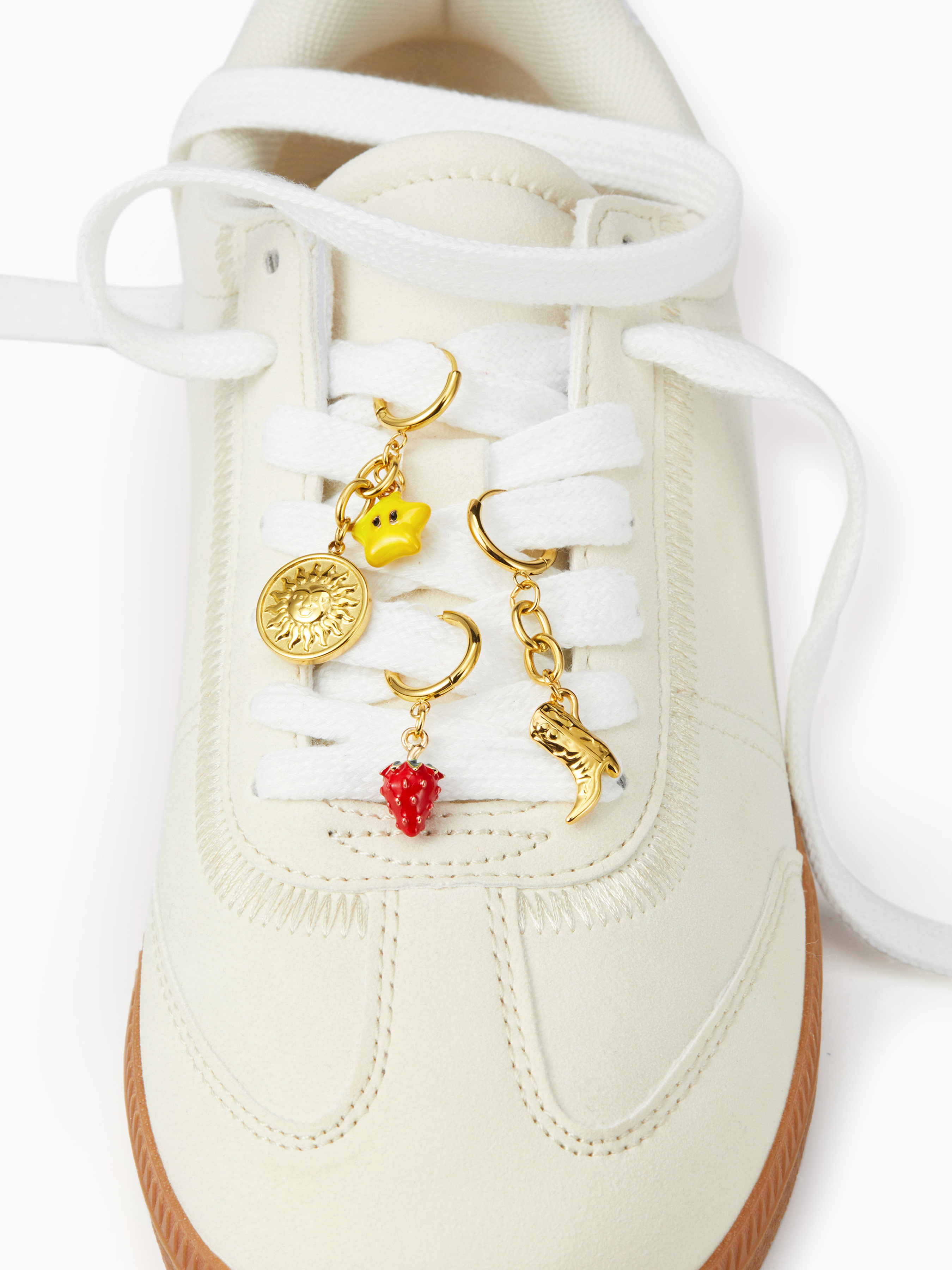 3PCS STRAWBERRY & BOOTS & SUN & STAR STAINLESS STEEL SHOE CHARM