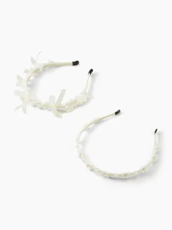 2PCS BOWKNOT & FAUX PEARL & FLOWER & RHINESTONE HEADBAND