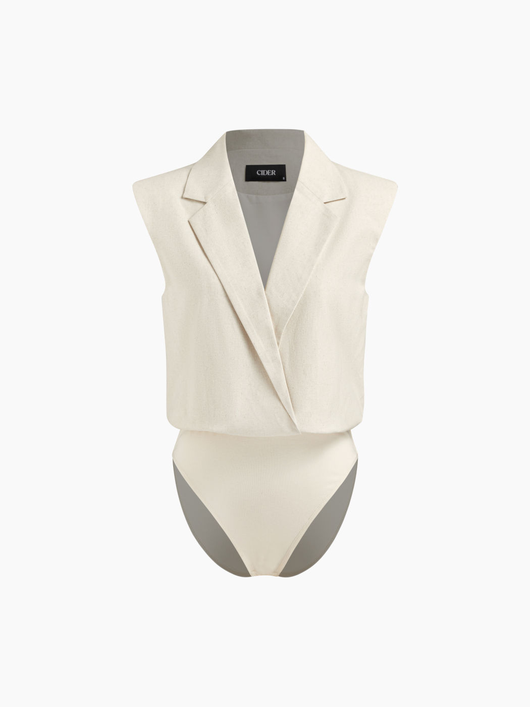 Linen-blend Collar Bodysuit