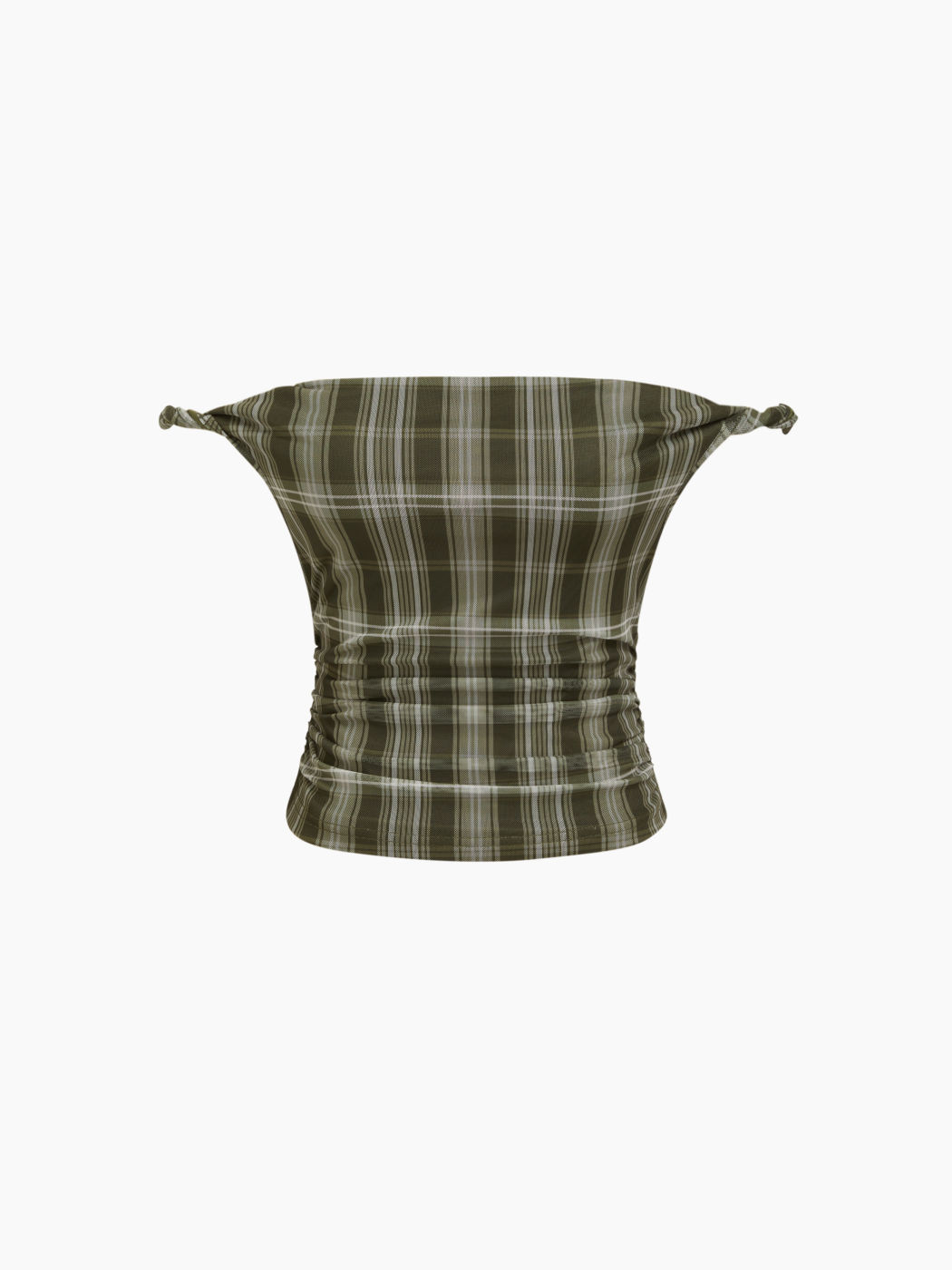 Top rinascimentale a spalle scoperte a quadri con arricciature