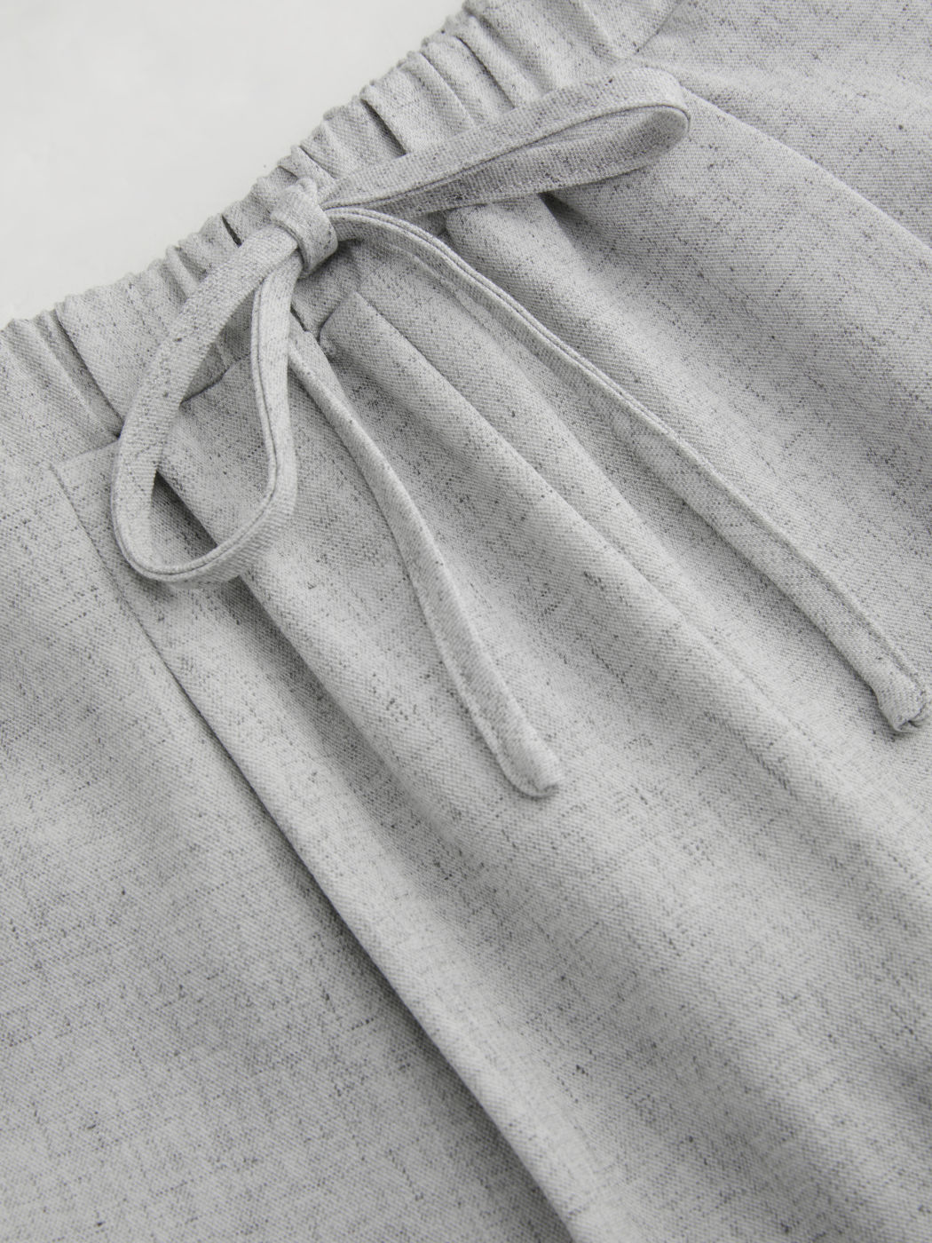 Linen-blend Mid Rise Elastic Waist Wide Leg Trousers 