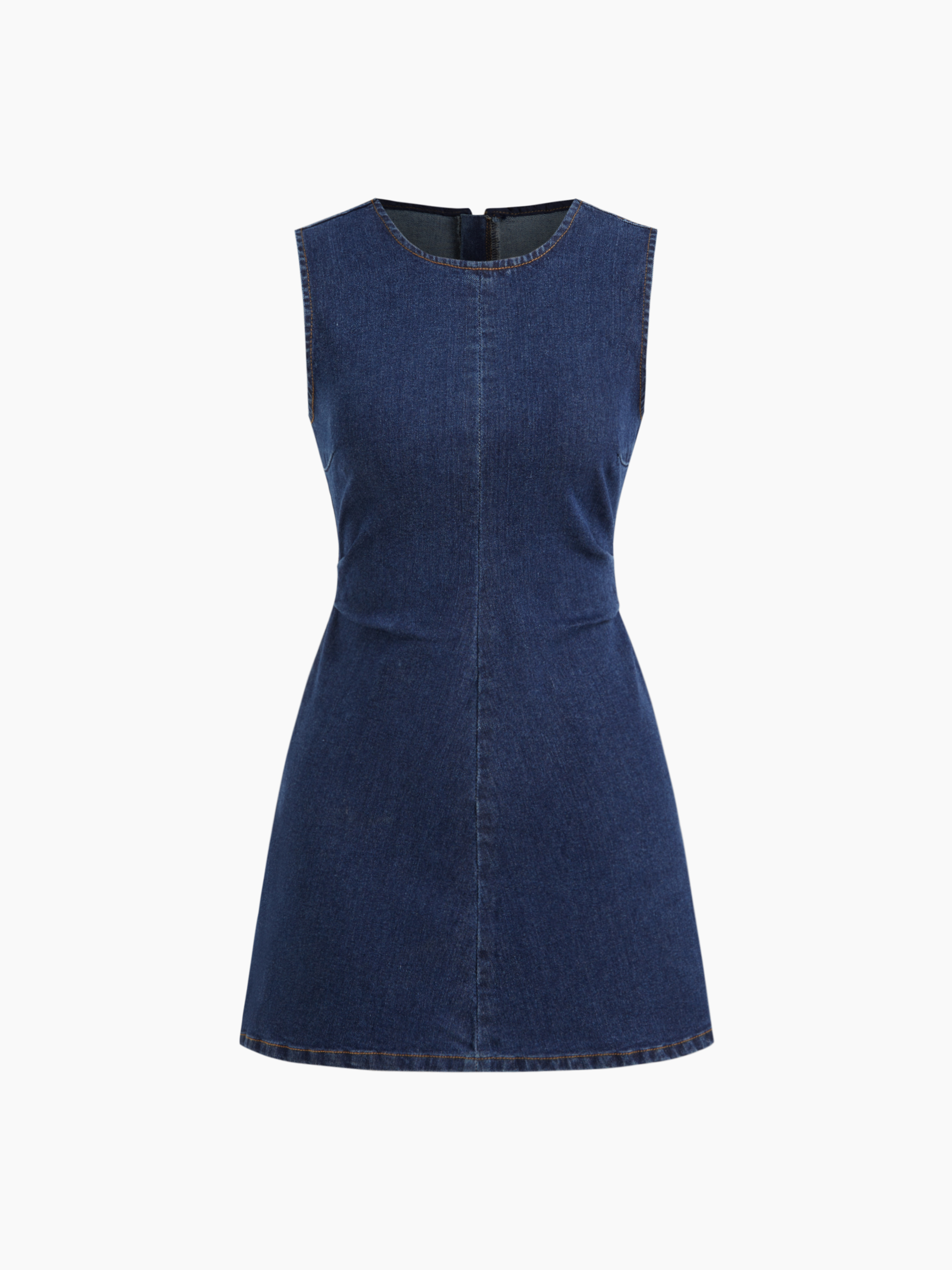 denim denim dress Denim High Stretch Denim Ruched Zipper Mini Dress For Daily Casual