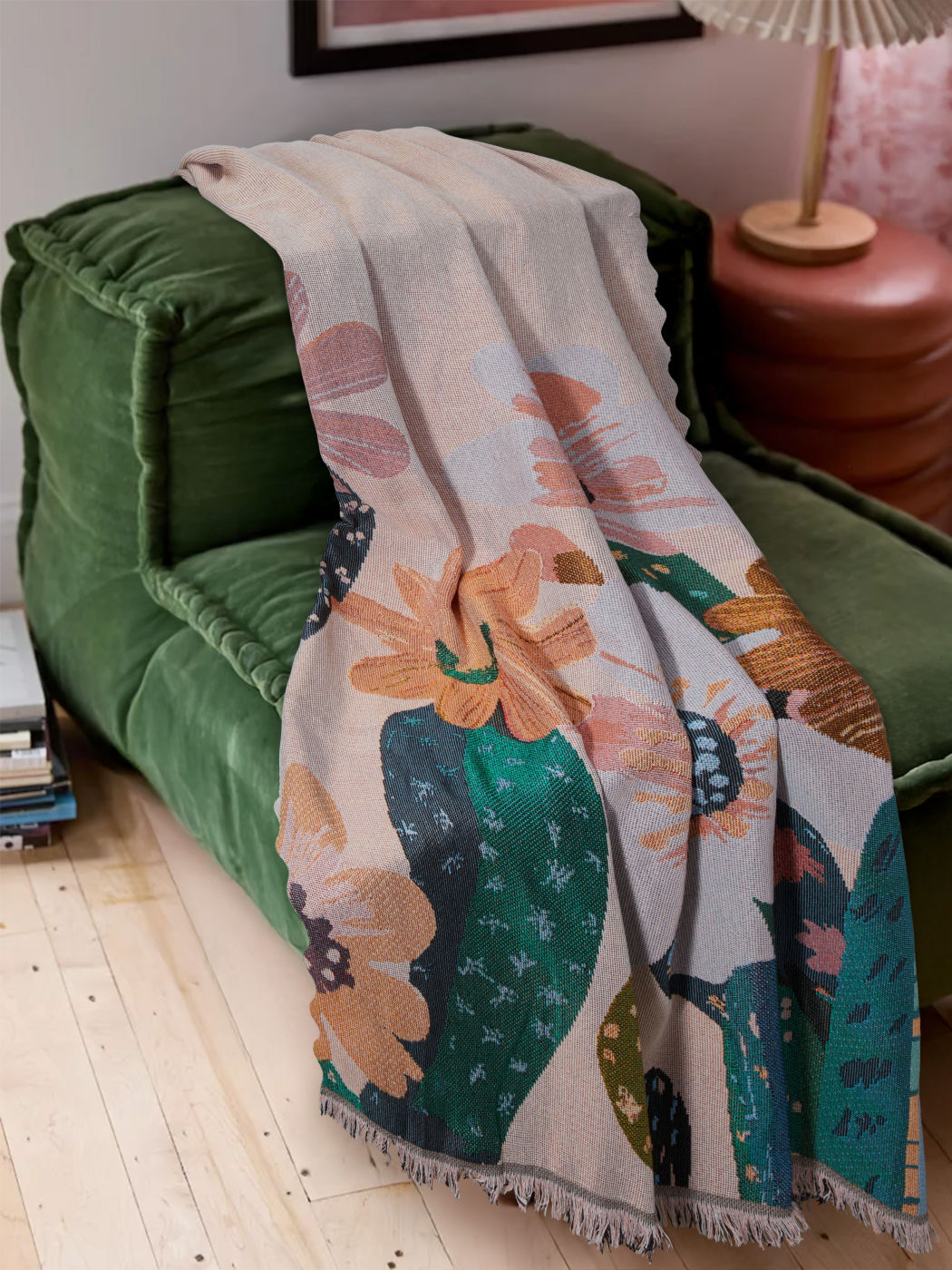 FLORAL & DEER & TASSEL TAPESTRY