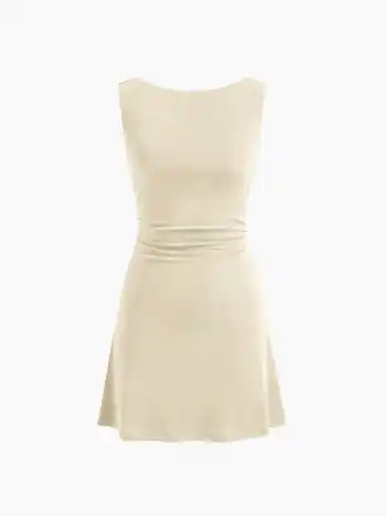 Mini-Kleid mit Bootshals, rückenloser Ausschnitt und Ketten-Details