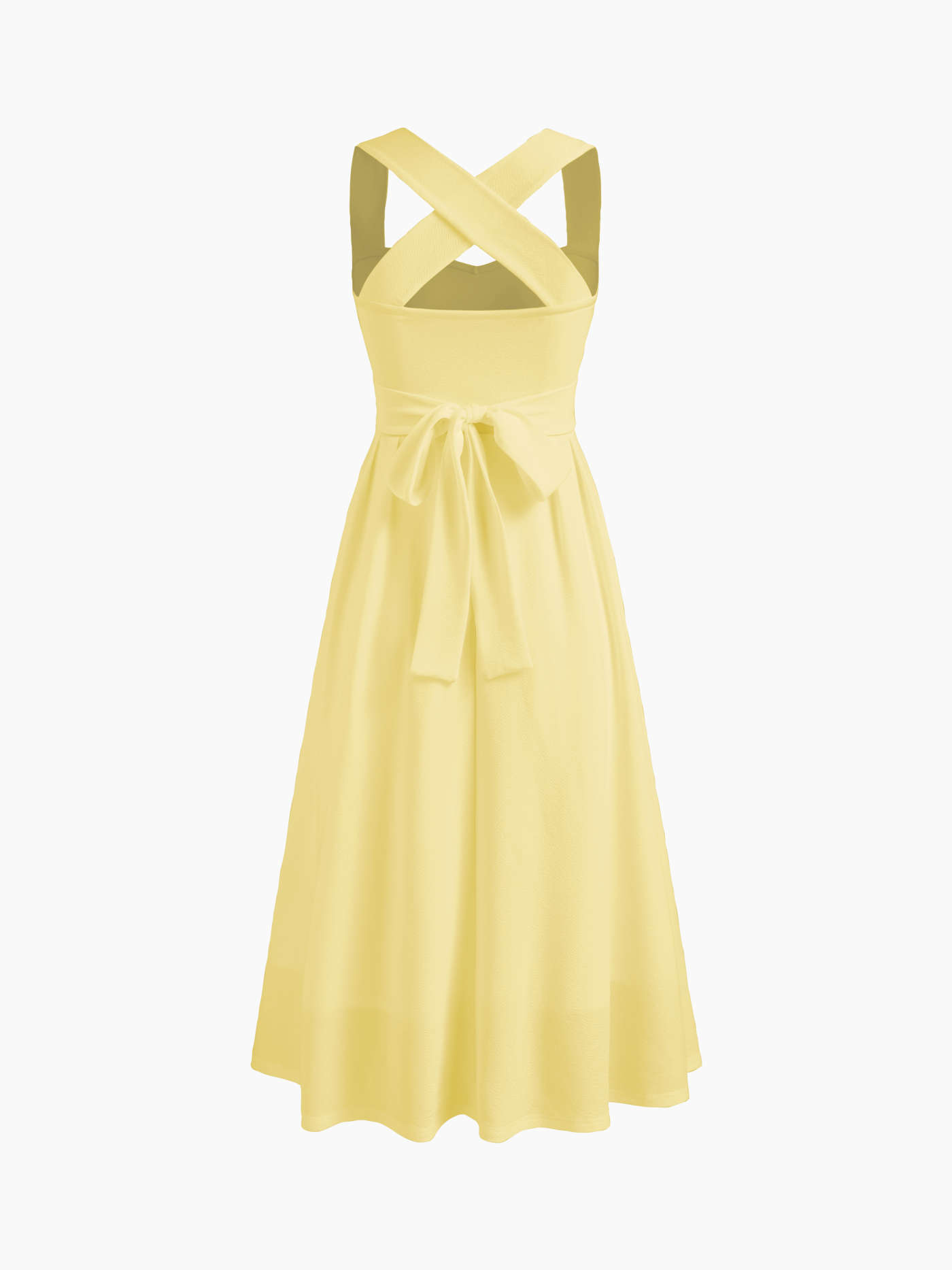 Silky Soft Grad Dress Knit Fabric Square Neck Solid Criss Cross Ruffle Midi Dress For Date Wedding