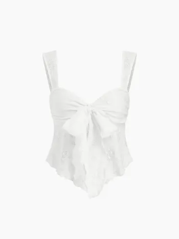 Top en maille avec dentelle, cœur et nœud papillon