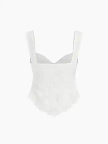 Top en maille avec dentelle, cœur et nœud papillon