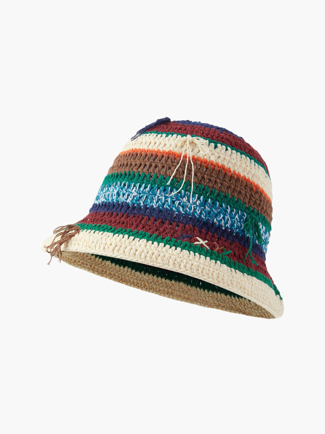 Cotone CAPPELLO A BASSOTTO A MAGLIA MULTICOLORE CON FIOCCO E