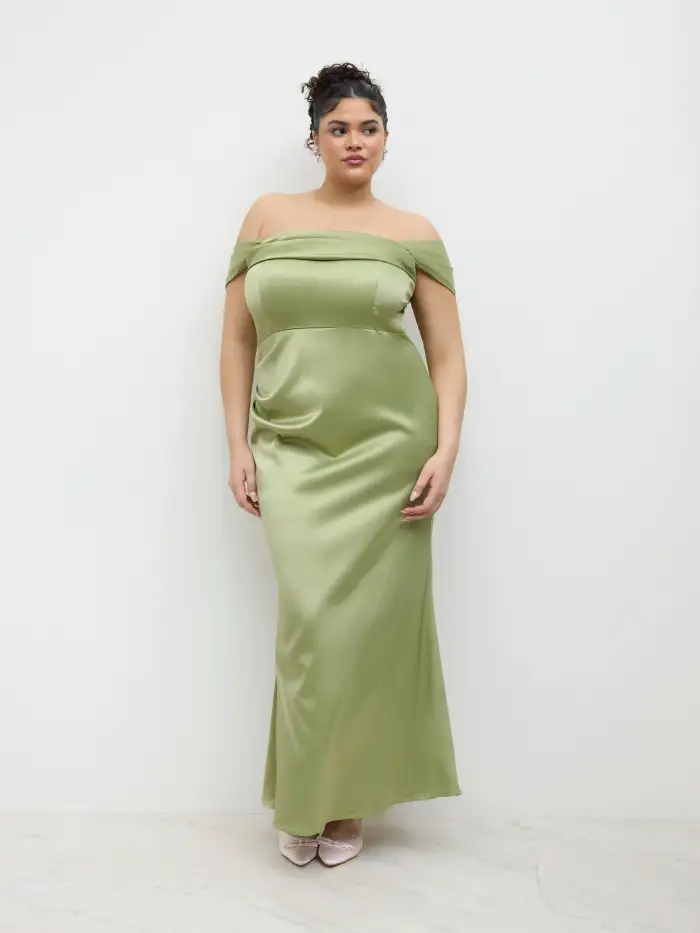 Satin Satin Boat Neck Bowknot Mini Dress Curve & Plus For Date