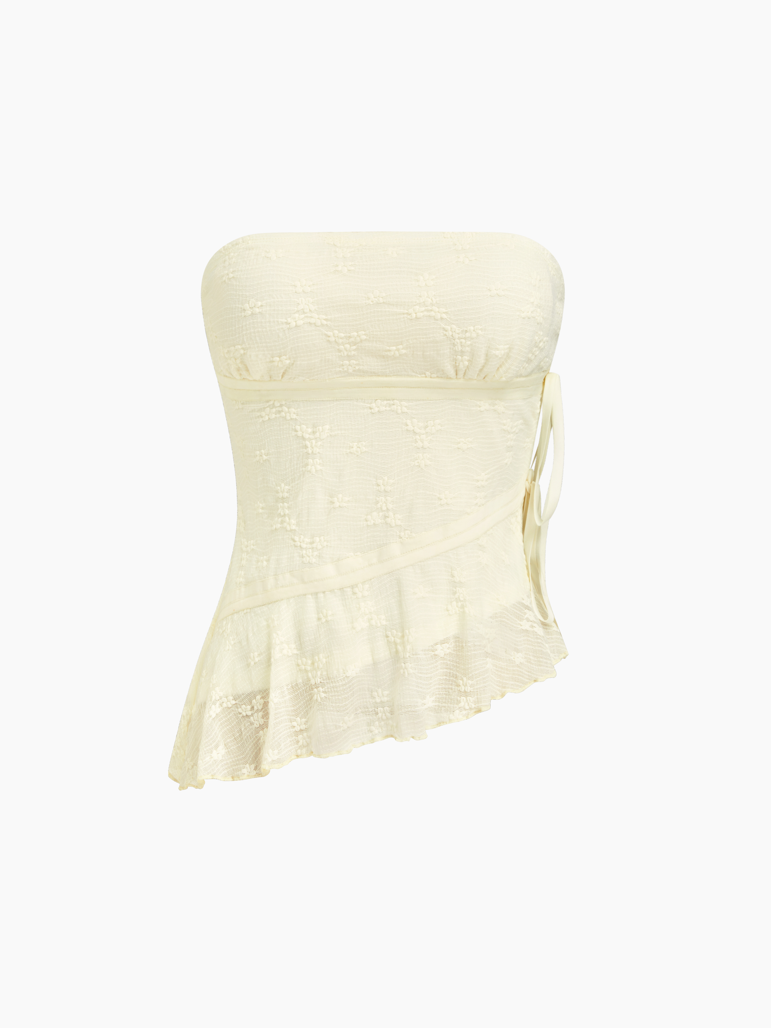 Lace Lace Floral Knotted Bandeau Top For Daily Casual