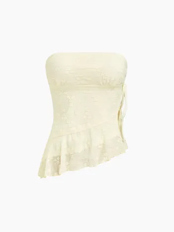 Bandeau-Oberteil mit Spitzenblumen und Knoten