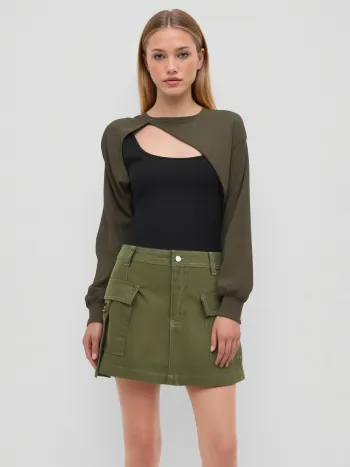 Solid Cargo Mini Skirt