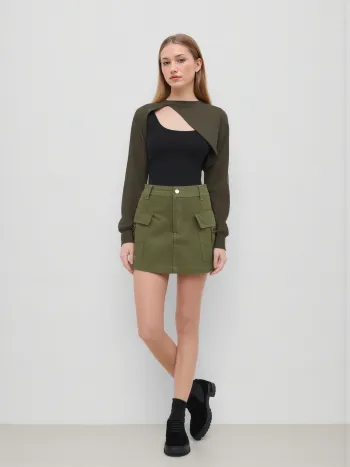 Solid Cargo Mini Skirt