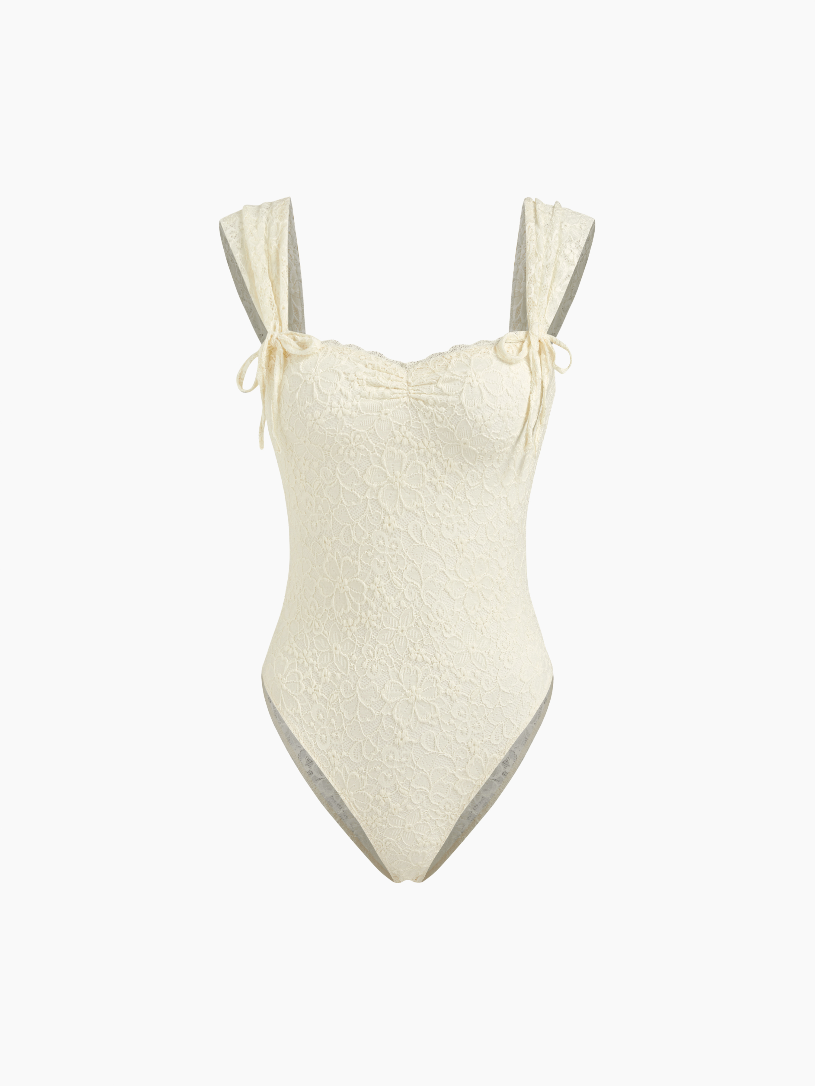 Knit Fabric Knotted Lace Texture One Piece Swimsuit For