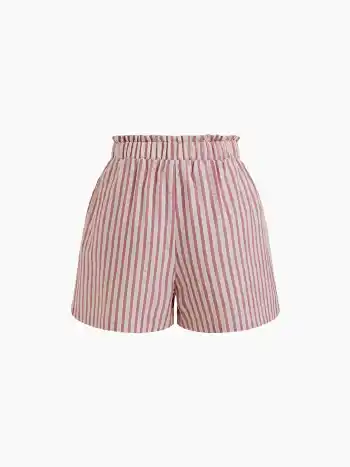 100% Baumwolle Mittelhöhe Streifen Shorts mit Reißverschluss