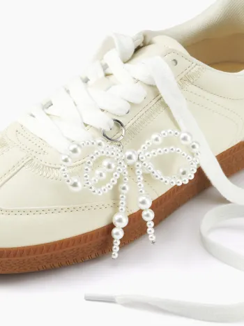 FAUX PEARL & BOW STAINLESS STEEL SHOE CHARM