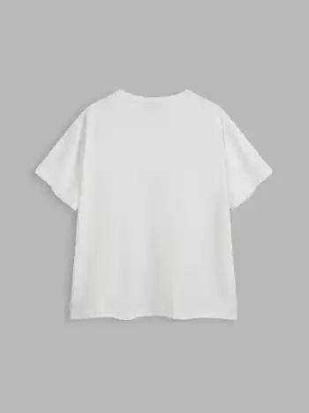 Baumwollmischung Rundhals Vogelgrafik T-Shirt Kurve & Plus