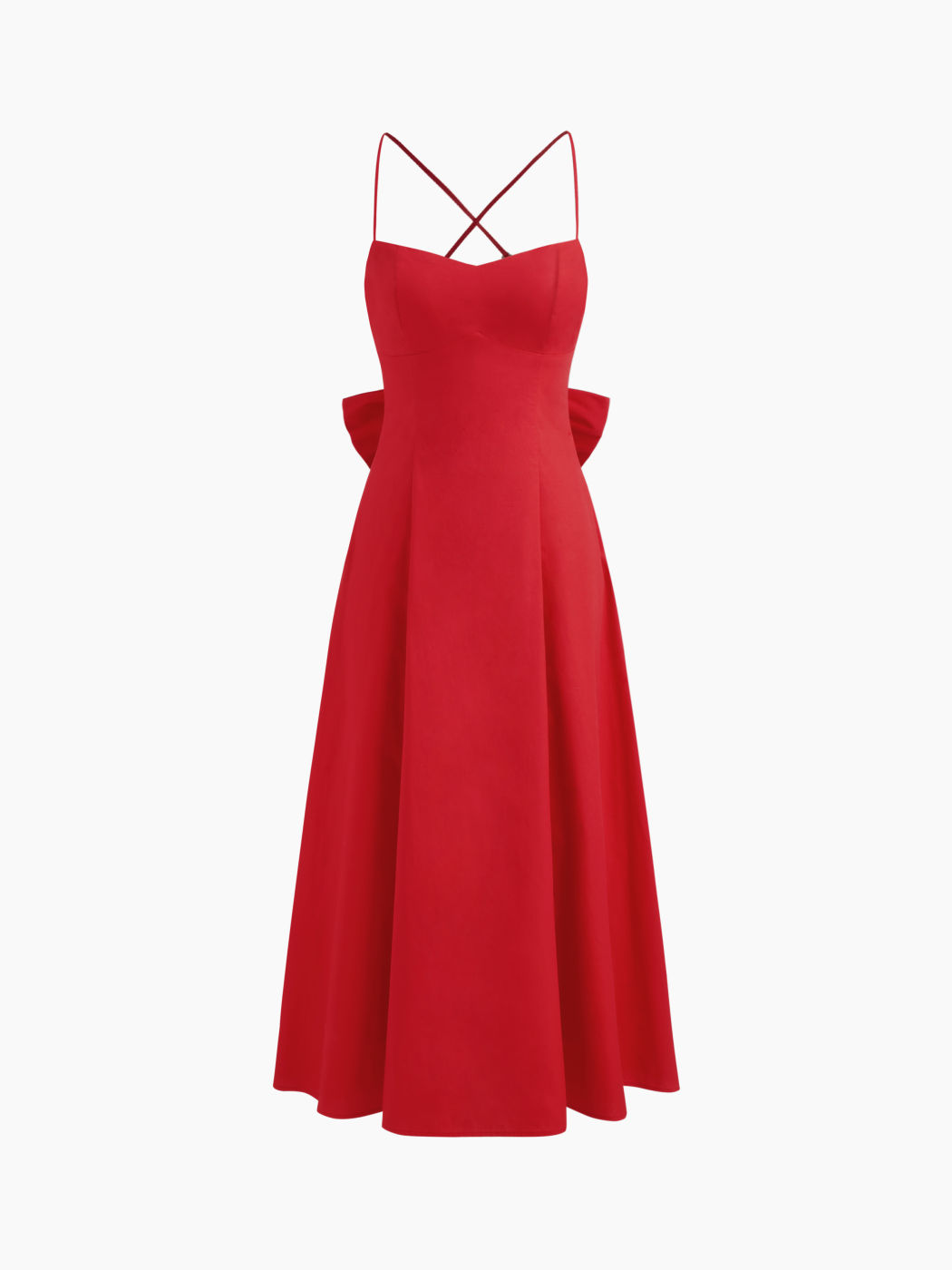Cotton Criss Cross Bowknot Maxi Dress