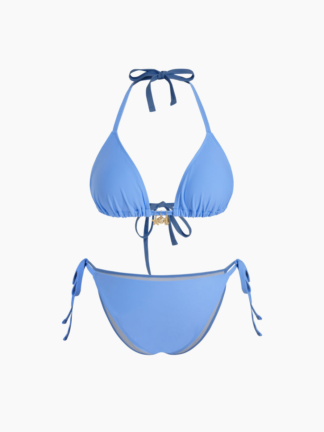 V-neck Shell Detail Halter Tie Side Bikini Set Curve & Plus