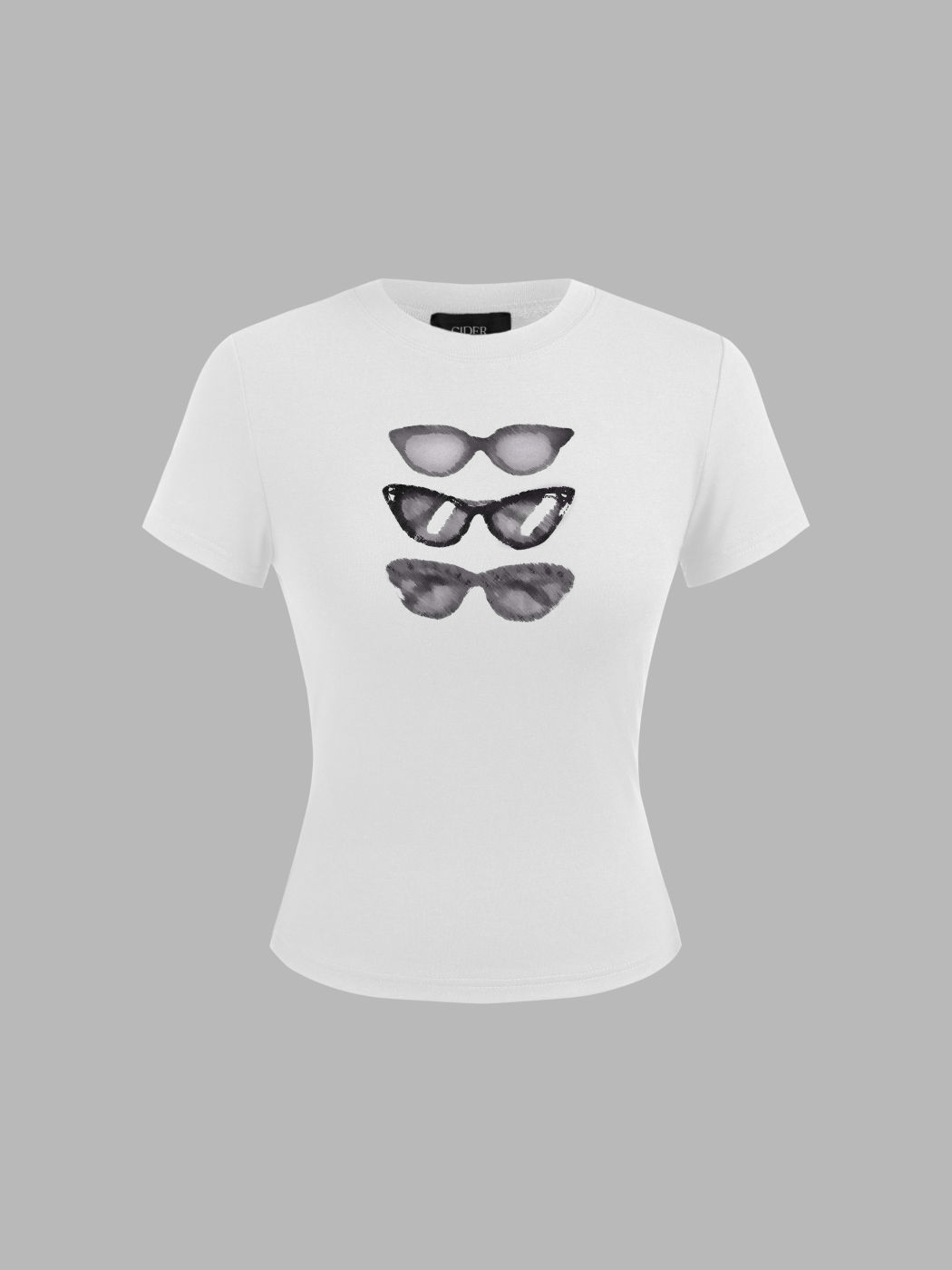 Glasses Graphic Round Neckline Short Sleeve Tee