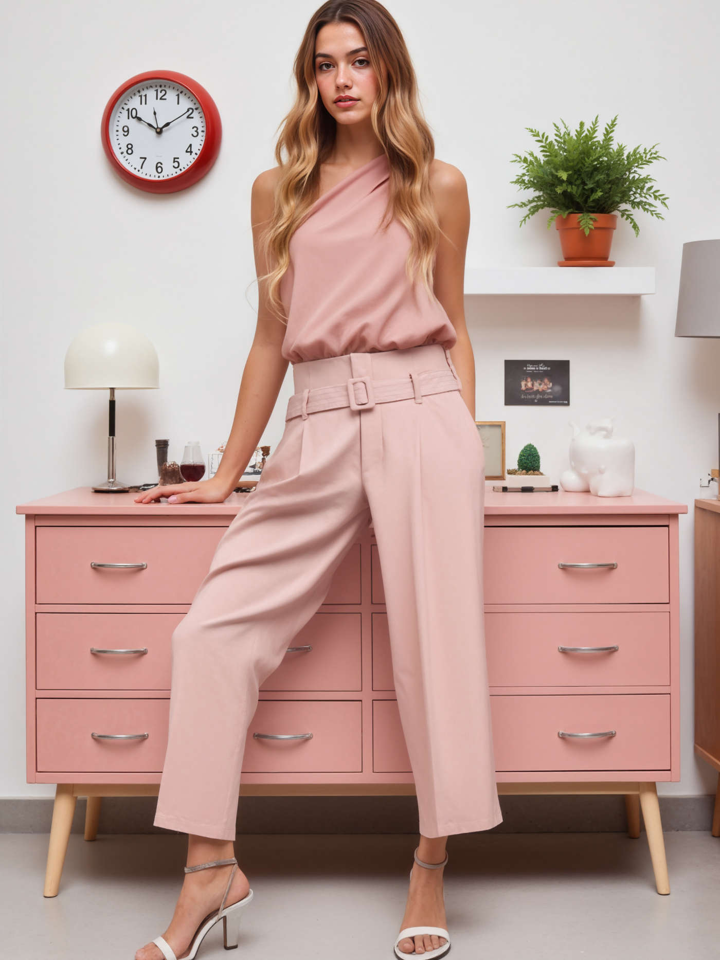 Satin Asymmetrical Neck Solid Bodysuit