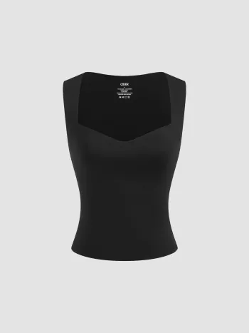 Kontur-Tank-Top mit doppellagigem Sweetheart-Halsausschnitt