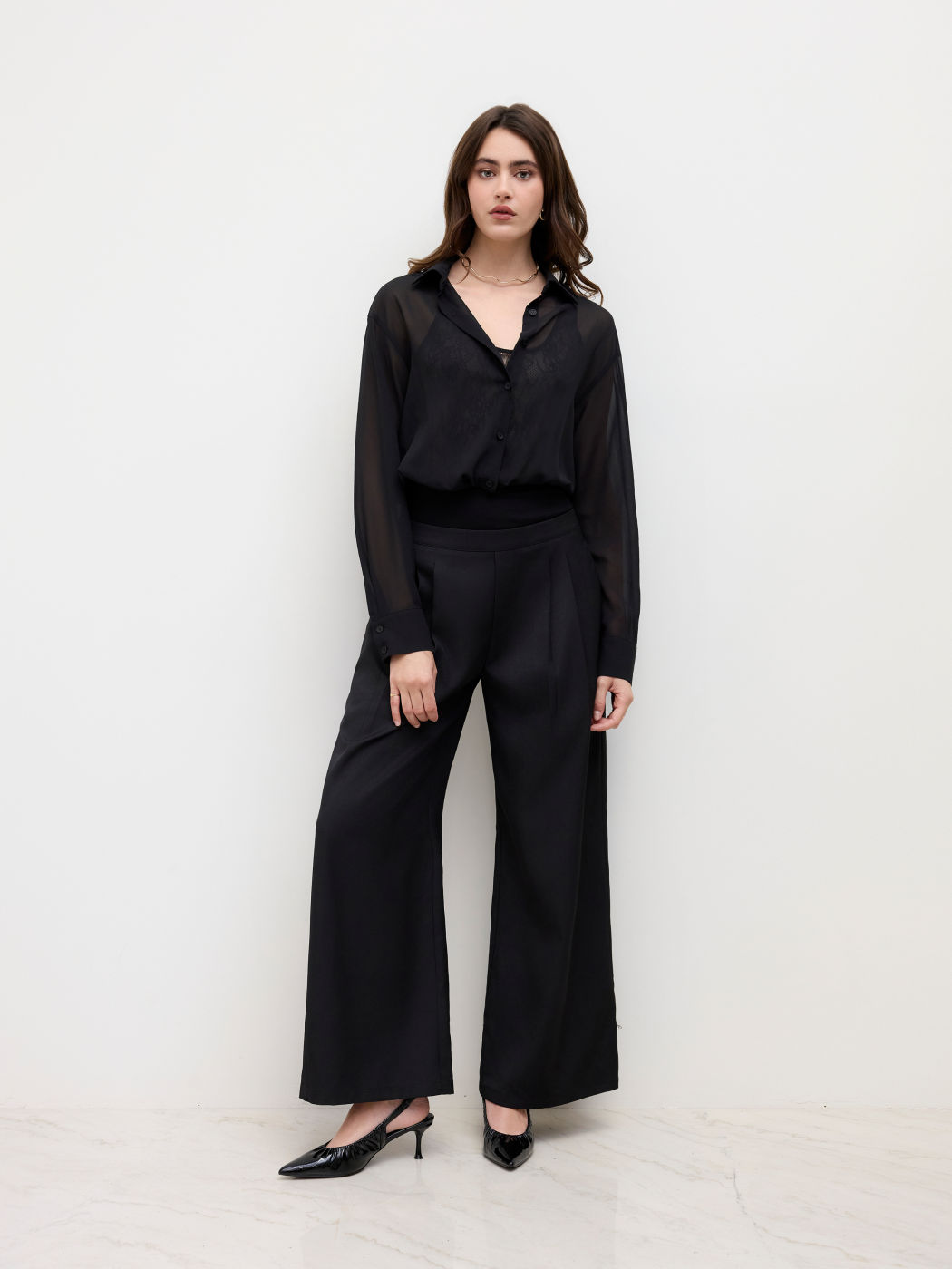 Chiffon-Kragen Blazer-Bodysuit