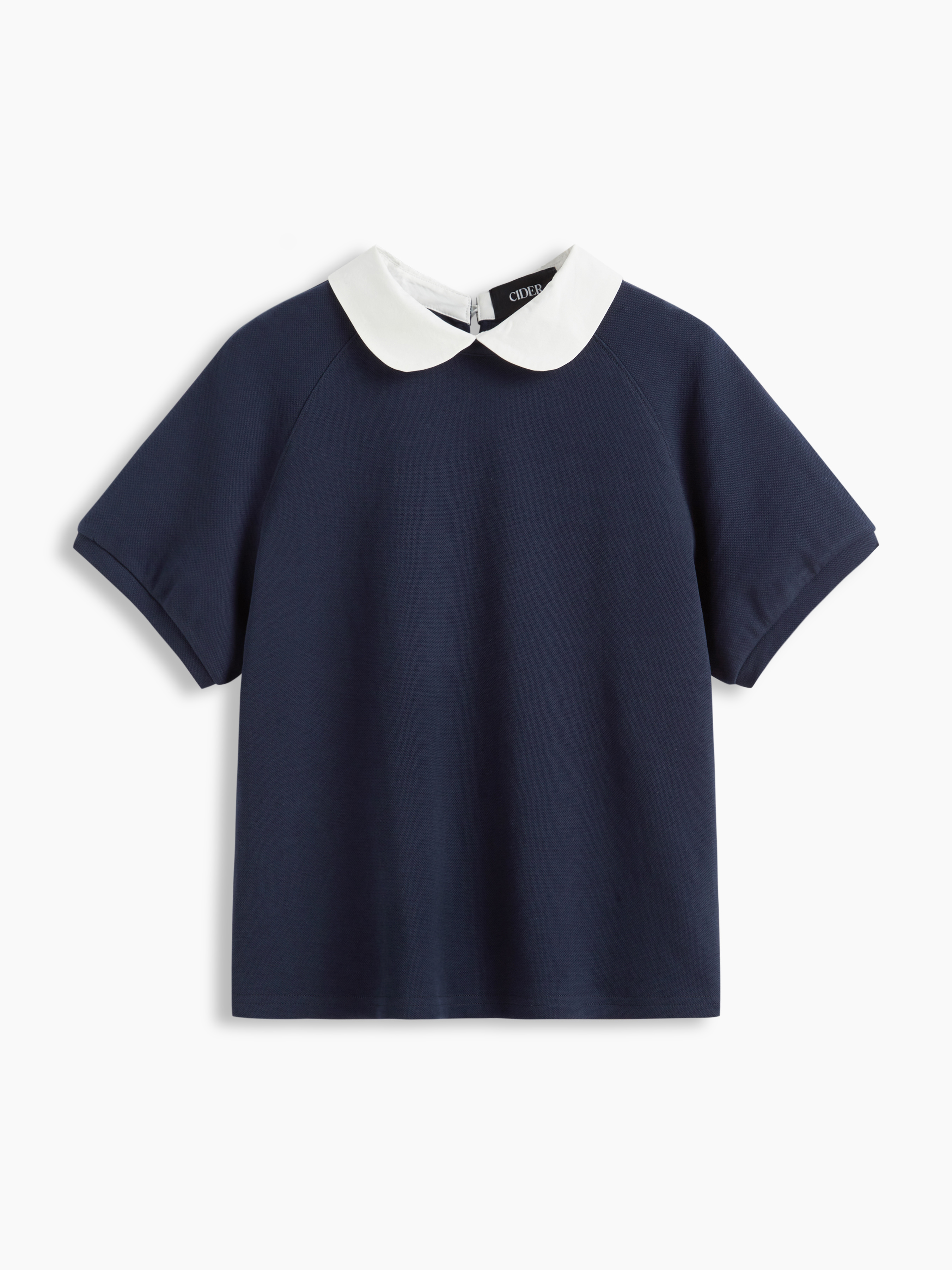 100% Cotton Peter Pan Collar Mid-length Sleeve Oversized Tee