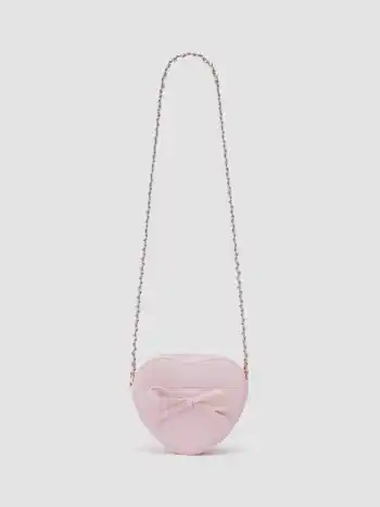 BOW & HEART FAUX LEATHER CHAIN CROSSBODY BAG