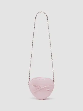 BORSA A TRACOLLA CON CATENA IN ECOPELLE CON FIOCCO E CUORE